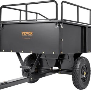 Heavy-Duty ATV Dump Trailer, 750 lb Capacity, Steel Utility Cart with Removable Sides