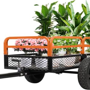 Heavy-Duty Steel Dump Cart, 1500 lb Utility Trailer with Removable Sides