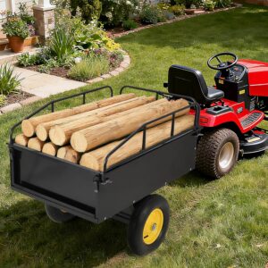 Steel Dump Cart Utility Trailer, 750 lb Capacity for Lawn Tractor